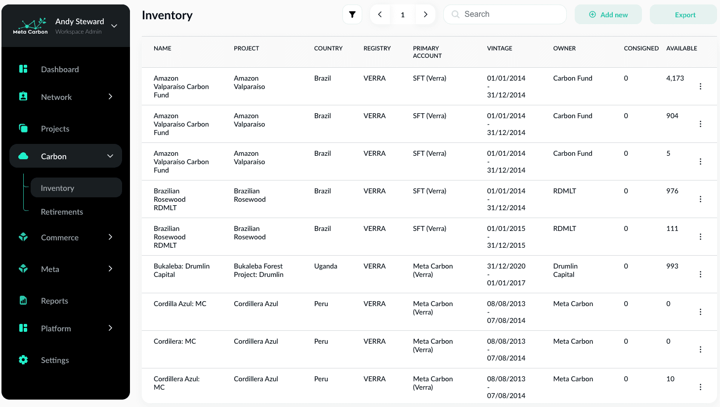 Add and manage your carbon inventory